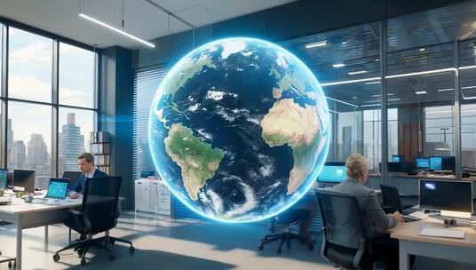商务办公场景虚拟地球展示