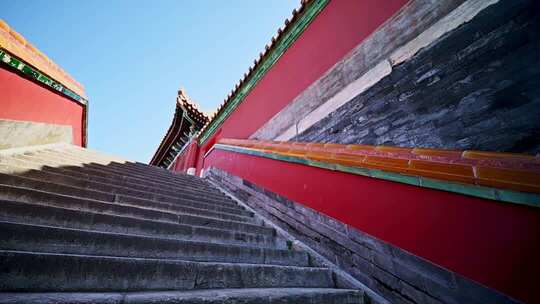 故宫红墙旁的石阶素材