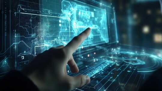 手指点击科技感电脑界面