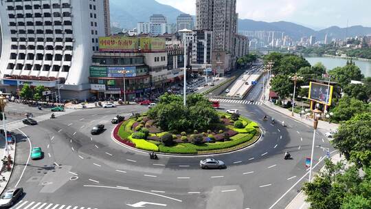 福建三明城市交通转盘航拍