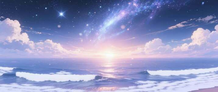 星空下的海面风景