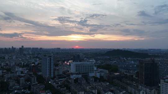 4k延时航拍昆山城市夕阳日落夜景风光