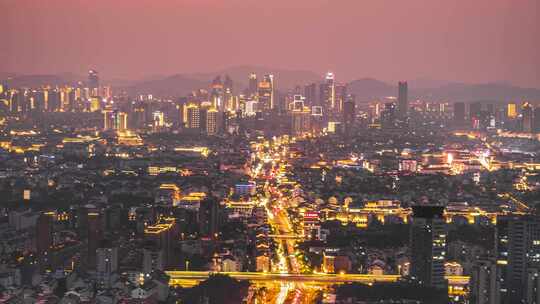 苏州城市天际线日落夕阳大气全景风光延时