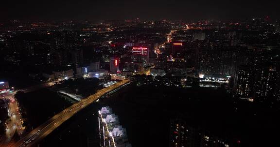 广州海珠区城市夜景航拍