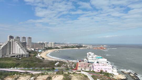 石狮黄金海岸航拍海洋世界海边建筑旅游景点