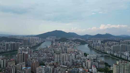 航拍广东韶关大景韶关城市建设