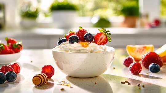 蜂蜜冰淇淋奶油雪糕 精美可口的早餐片头