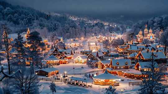 冬日雪景 圣诞小镇