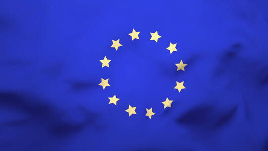 3D渲染抽象欧盟旗帜风中飘舞着