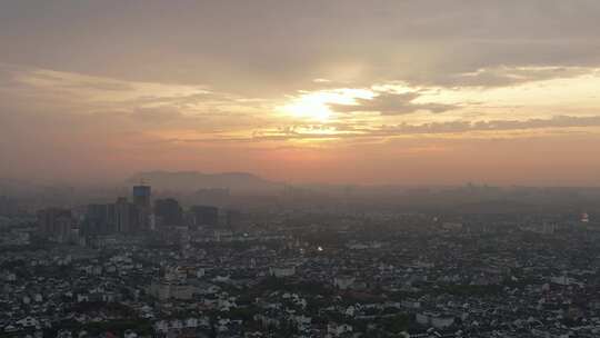 江苏苏州城市日落晚霞夕阳航拍