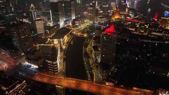 上海苏州河两岸夜景视频素材模板下载