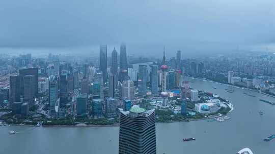 上海台风暴风雨来临前黑云压城航拍延时