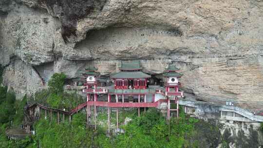 福建漳州灵通山风景区悬空寺航拍