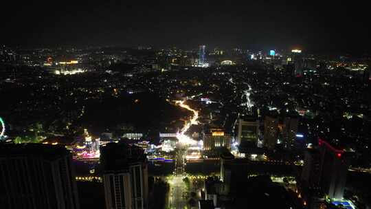 广东中山市夜景交通航拍