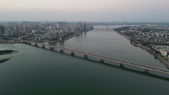 湖北襄阳襄樊汉江大桥航拍
