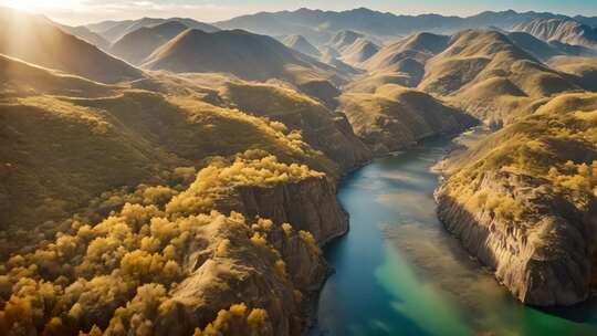 山川河流自然风光全景