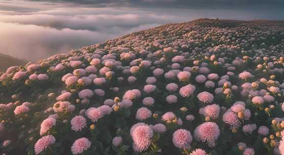 菊花特写秋菊花海花朵花丛向日葵鲜花盛开