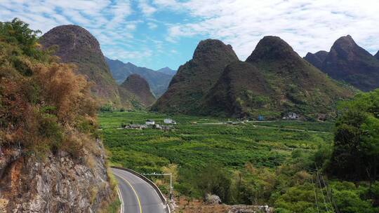 航拍桂林阳朔柑橘种植成片橘园