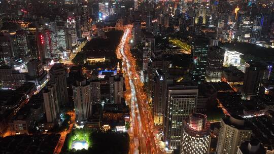 上海延安高架夜景航拍