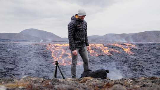 人，摄影师，相机，火山