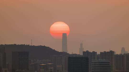 武汉地标绿地中心悬日 4K延时