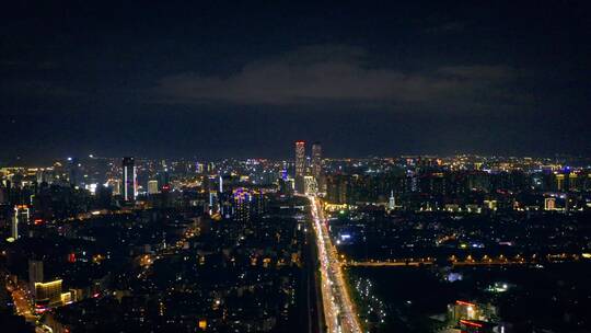 昆明碧鸡名城楼顶航拍昆明城市夜景