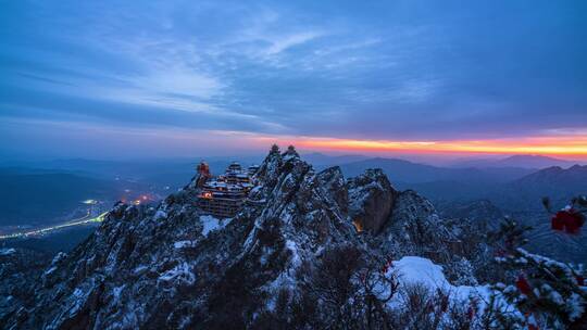 洛阳老君山雪景延时摄影视频素材模板下载