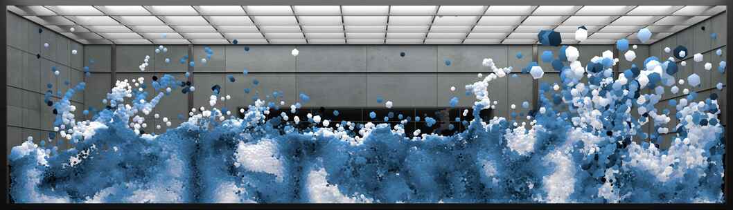 8k裸眼3d海浪视觉创意抽象粒子流动海洋