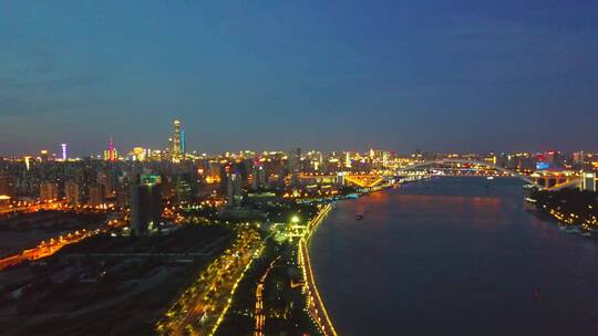 上海 徐汇滨江 卢浦大桥夜景 航拍4K