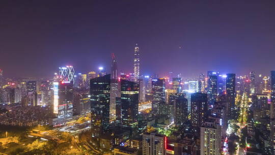 延时拍摄深圳夜晚的城市天际线