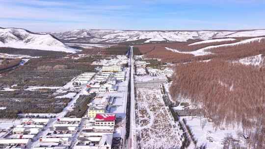 冬季雪后小镇全景俯瞰