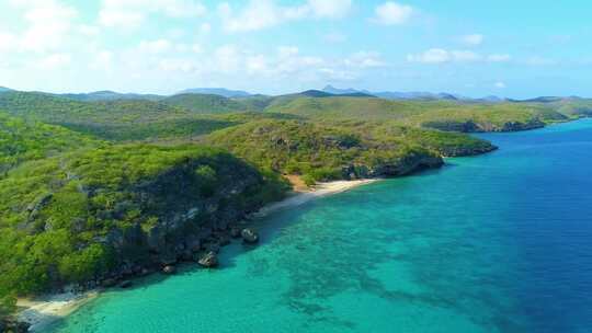 沙滩海浪海边海岛穿越机