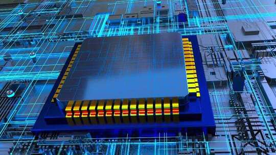 芯片电路板科技电流流动穿梭视频素材模板下载