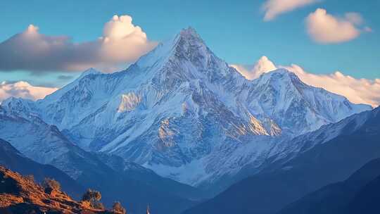 巍峨壮丽雪山全景