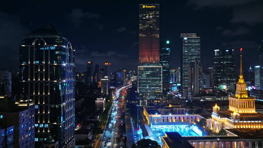 上海静安CBD航拍视频素材模板下载