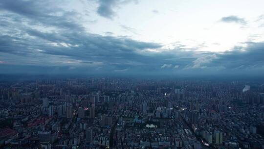 航拍衡阳老城区城市风光云彩