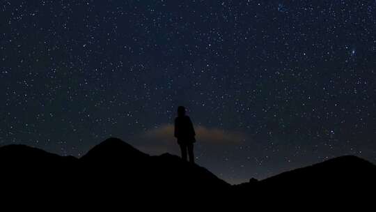 站在山顶星空夜晚