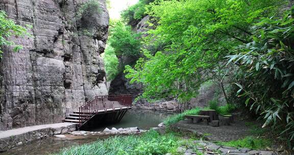 洛阳龙潭大峡谷旅游生态森林河流航拍景点