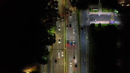 夜晚灯光道路交通深圳香蜜湖路