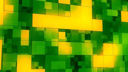 抽象绿色黄色科技几何方块