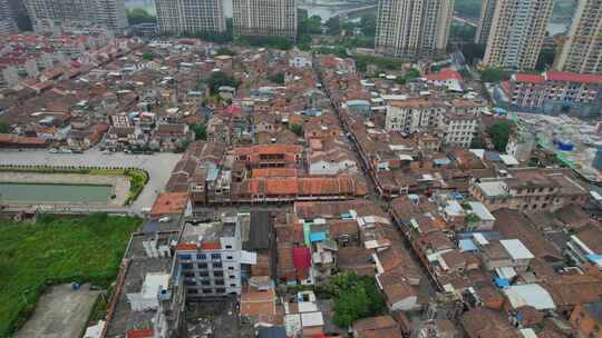 航拍福建漳州古城建筑风光