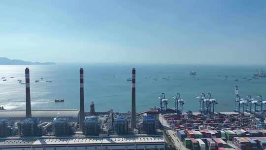 深圳前海湾保税港区航拍海边港口码头集装箱