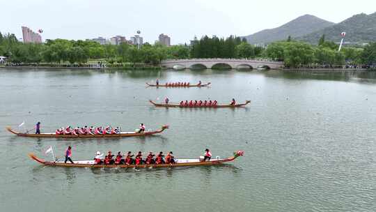 南京玄武湖端午龙舟赛，端午赛龙舟划龙舟视频素材模板下载