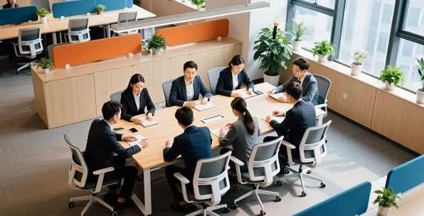 办公室白领团队开会场景