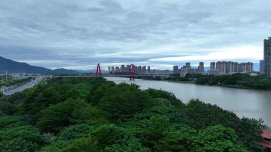 漳州芝山大桥航拍九龙江西溪芗江河流景观