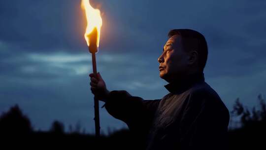 男人举着燃烧火把【合集】