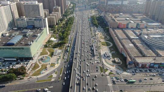 航拍 城市 拥堵 交通 车辆 行驶 郑州视频素材模板下载