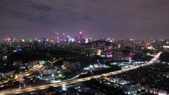 广州城市珠江新城交通灯光夜延时拍摄