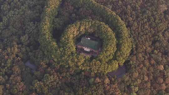 航拍秋色南京日出中山陵景区风光