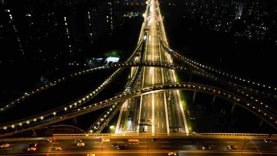 城市立交桥车辆车流夜景